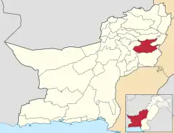 Map of Balochistan Districts with Kohlu District highlighted