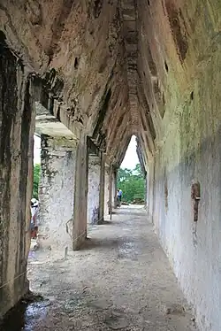 Corbelled arch hallway in the Palace at Palenque (5th-8th c. Maya city), Mexico