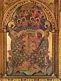 Fig. 28: Chinese-style floral designs are visible in the mantles of Christ and Mary in Coronation of the Virgin by Paolo Veneziano (circa 1350).[27]