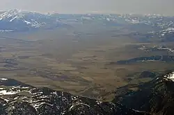 Paradise Valley from 15,000 feet (4,600 m) over Livingston, Montana (looking south)