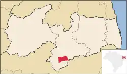 Location of Camalaú within the state of Paraíba