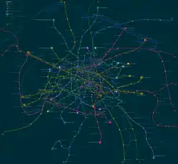 Solarized Dark used in a geographically accurate Paris Métro map