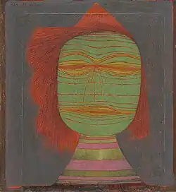 Actor's Mask; by Paul Klee; 1924; oil on canvas mounted on board; 36.7 x 33.8 cm; Museum of Modern Art (New York City)[267]