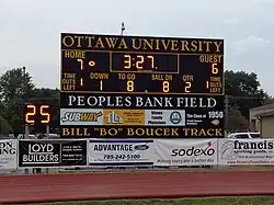 Scoreboard during a game
