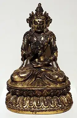 Ming dynasty figurine of Amoghasiddhi, made during the reign of the Yongle Emperor, early 1400s