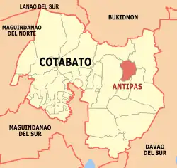 Map of Cotabato with Antipas highlighted