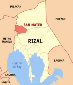 Map of Rizal with San Mateo highlighted