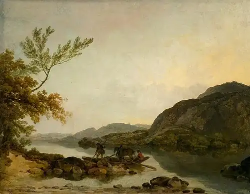 A River Scene with a Ferry, 1786