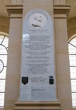 Plaque honoring Marshal Leclerc in Cathédrale Saint-Louis-des-Invalides