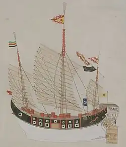 XIX century graphic depicting a Ryukyan ship