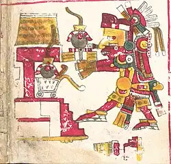 A drawing of Piltzintecuhtli, one of the deities described in the Codex Borgia