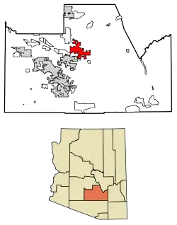 Location of Florence in Pinal County, Arizona