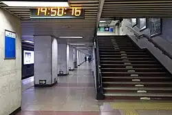 Station platform with exit stairs