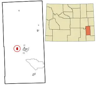 Location in Platte County and the state of Wyoming.