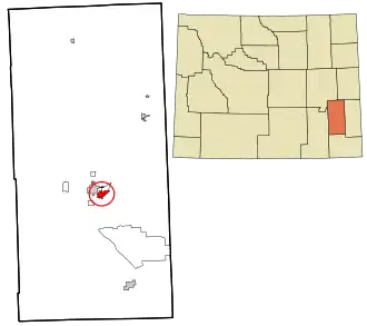 Location in Platte County and the state of Wyoming.