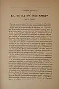 First page of Théorie nouvelle de la rotation des corps (1852)