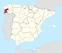Location of the province of Pontevedra within Spain
