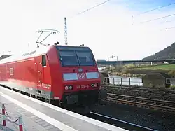 Pushing locomotive in Porta Westfalica station