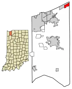 Location of Town of Pines in Porter County, Indiana.