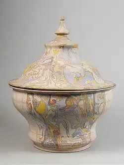 Pot with cover model 49 with abstract floral decor, 1924
