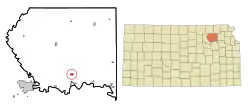 Location within Pottawatomie County and Kansas
