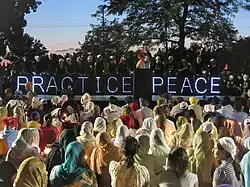 Vigil for the Sikh Temple shooting, Oak Creek, Wisconsin, August 2012. "Practice Peace".