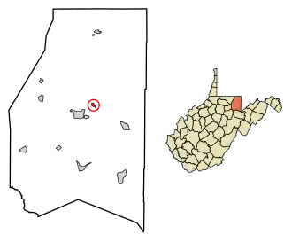 Location of Albright in Preston County, West Virginia.