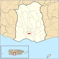 Location of barrio Primero within the municipality of Ponce shown in red