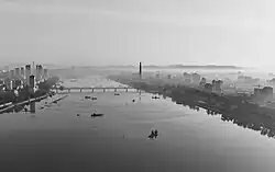 View of Pyongyang with the Juche Tower in the background