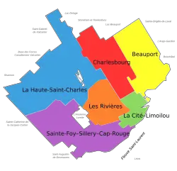 Boroughs of Quebec City since 1 November, 2009