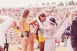 The Queen awarding medals at the 1974 Commonwealth Games in Christchurch, New Zealand