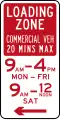 (R5-Q05) Loading Zone (Maximum of 20 Minutes for Commercial Vehicles) (used in Queensland)