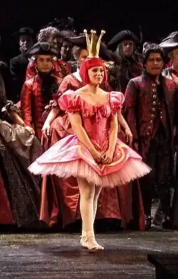 Gilmore bows after making her Metropolitan Opera debut in The Tales of Hoffmann, December 23, 2009