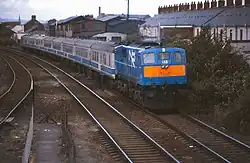 A 111 Class hauling a rake of Mark 2 carriages at Adelaide in 1988