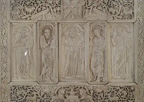 Byzantine scrolls with animals on the Throne of Archbishop Maximian of Ravenna, 546-556, ivory, Archiepiscopal Museum, Ravenna[22]