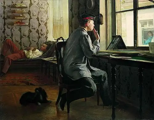 Students Studying for an Exam at the Academy of the Arts, State Russian Museum (1864)