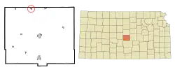 Location within Rice County and Kansas