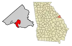 Location in Richmond County and the state of Georgia