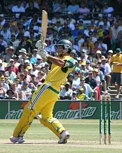 Australia are in trouble at 3/10 when Ricky Ponting decides to smash a couple of sixes. He went on to make 124 – his highest score in an ODI at the SCG. 2nd Final of the VB Series – Australia v Sri Lanka.