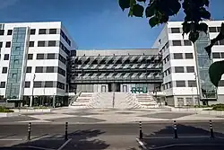 Facade of the main campus of Riga Technical University in the Ķīpsala neighbourhood in Riga