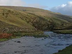 River Wharfe, Langstrothdale, east from the Dales Way Long Distance Walk, 54°12′59.34″N 2°11′13.38″W﻿ / ﻿54.2164833; -2.1870500