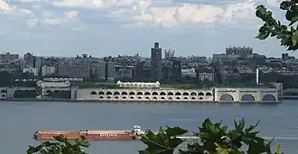 Riverbank State Park as seen from across the Hudson River.