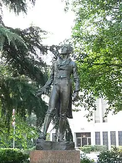 Bronze statue of Robert Emmet, 1916, by Jerome Connor, from the collection of the Smithsonian American Art Museum. It is installed in Washington, DC's Embassy Row.[82]