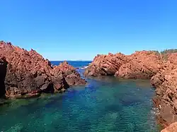 The whole Massif de l'Esterel is known for its bright red rocks.
