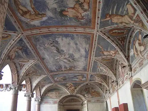 Romanino's frescoes in the Loggia del Cortile dei Leoni