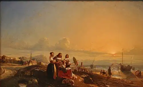 Coast Scene with Figures by Camille Roqueplan