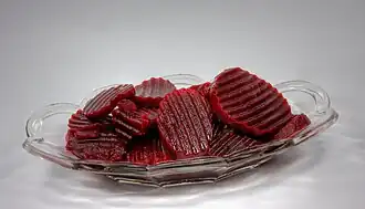 Sliced, pickled beetroot