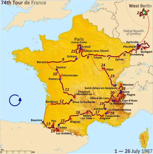 Route of the 1987 Tour de France