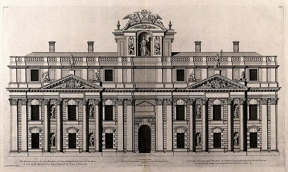 Facade of the Royal Naval Hospital, Greenwich
