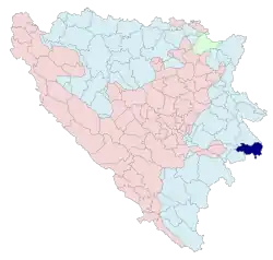 Location of Rudo within Bosnia and Herzegovina